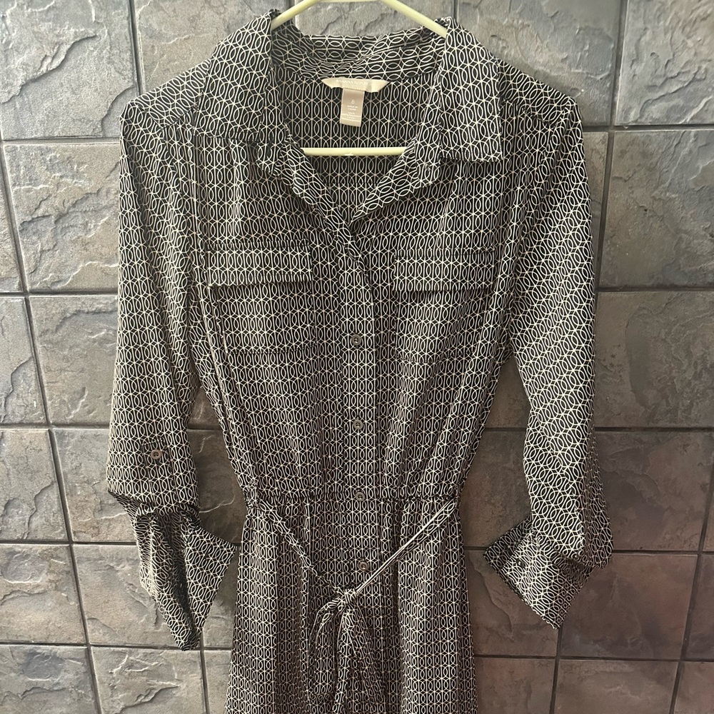 Banana Republic Black and White Patterned Dress